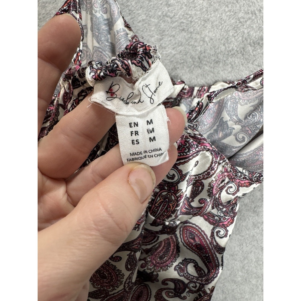 90s Y2K Silky‎ Satin Birch & Stone Women's Floral Mini Slip Dress Milkmaid Sz M - Picture 8 of 16